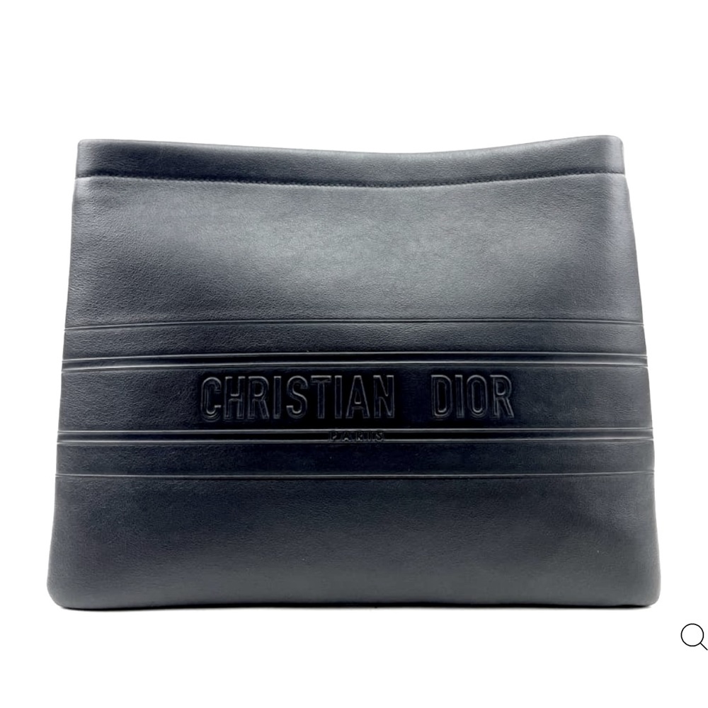 CHRISTIAN DIOR ZIP LEATHER CLUTCH POUCH AUTHENTIC